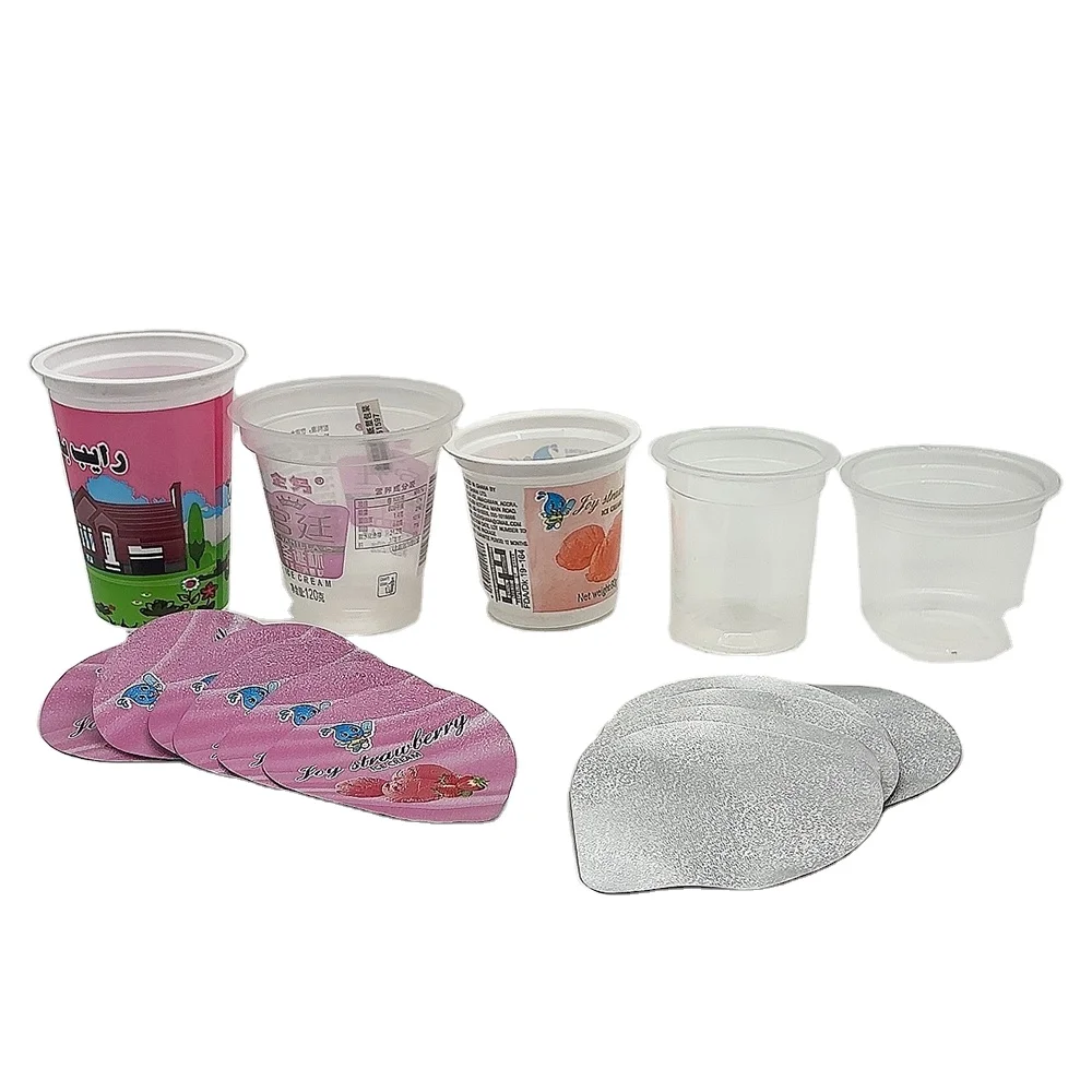 Custom Ice Cream Cup Disposable Yoghurt Cups Plastic Dessert Cups With Heat-sealed Aluminum Film Lids