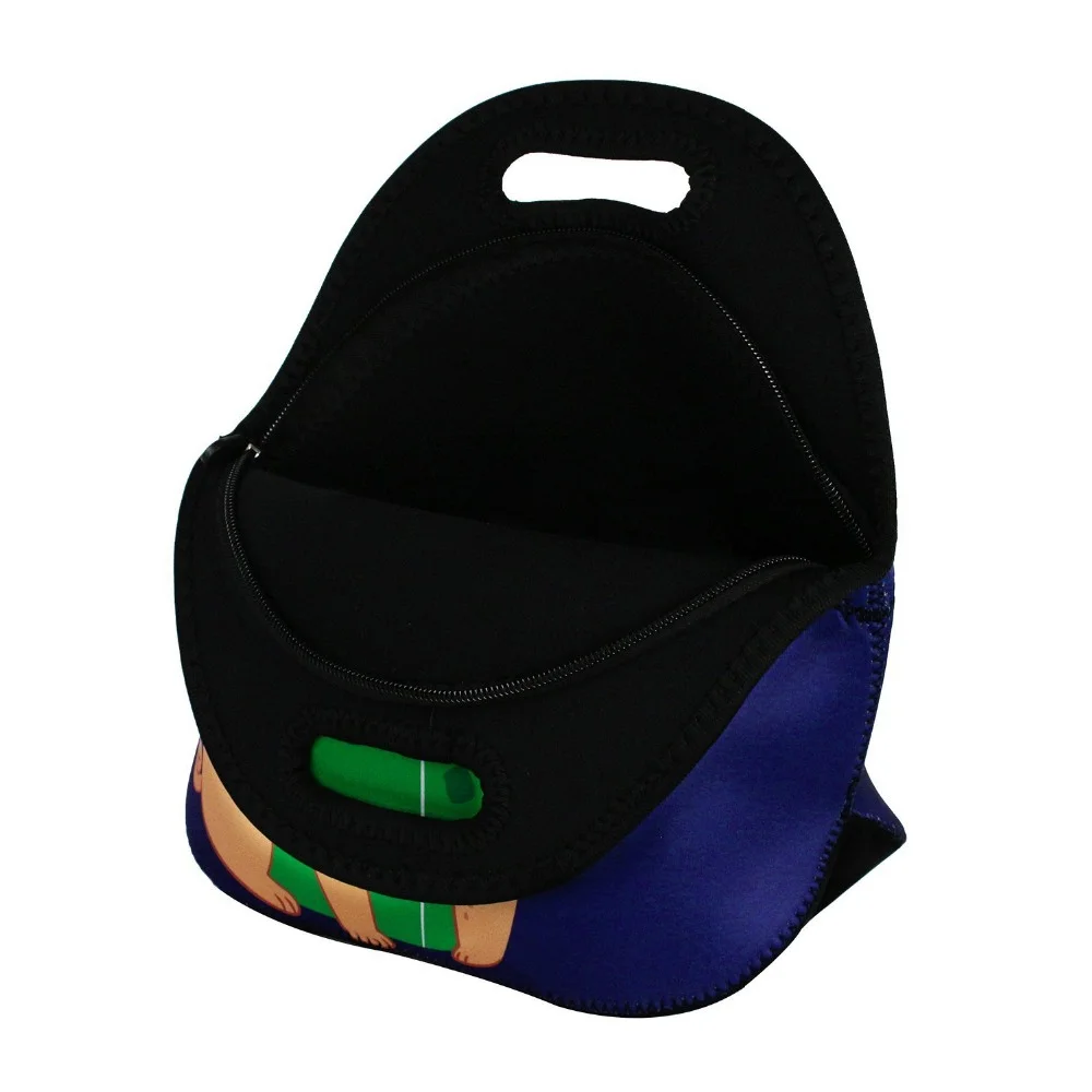 Custom Animal Printed Lunch Box Carry Case Handbags Neoprene Kids Lunch Bag Tote with Zipper