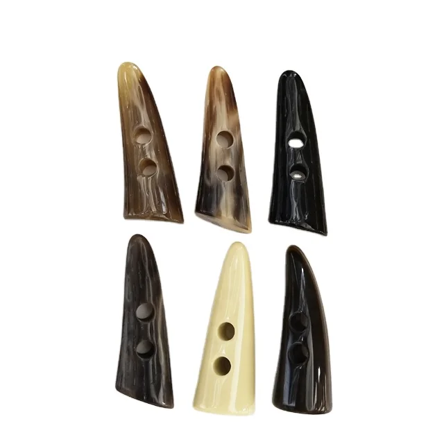 2024 High quality eco-friendly 2 hole resin plastic horn toggle buttons for overcoat