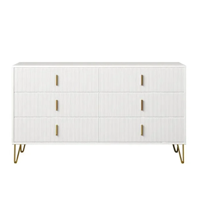 Modern White Bedroom Dresser with  6-Drawer Cabinet  side cabinet for living room