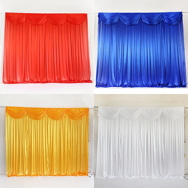 Luxury  Ruffled Ice Silk Designs Backdrop Curtains Drapes for Wedding Stage Event Party Decoration