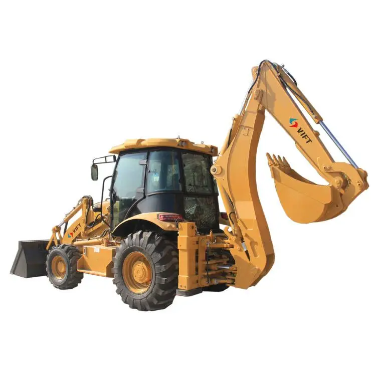Shanghai VIFT New Promotion Large 6 7 8 Ton Diesel Power Excavating Digger Boom Backhoe Loader Easy Handling Attachments