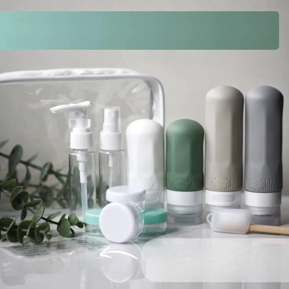 High Quality 60ml/90ml Reusable Travel Silicone Bottle Set Portable Container for Shower Gel/Shampoo/Rinse