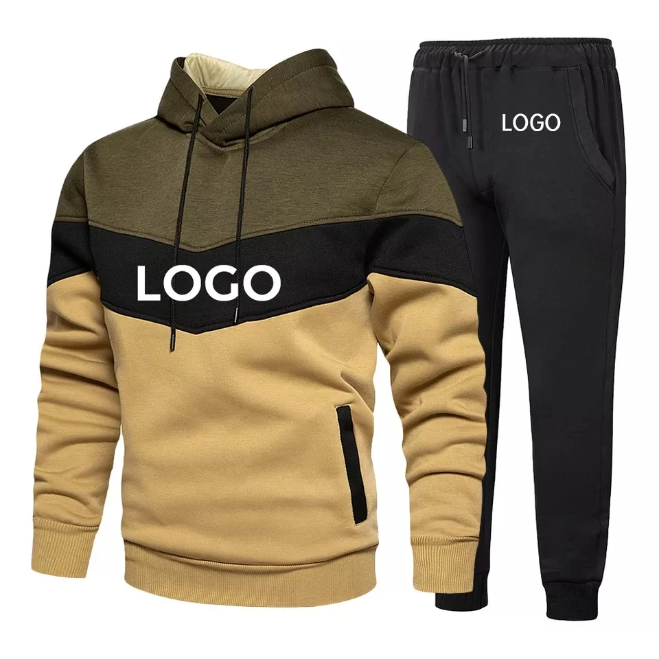 Wholesale Custom Baggy Men Hoodie 2 Piece Sweatsuit Sets,Sublimation Tech Fleece Plain Track Suit