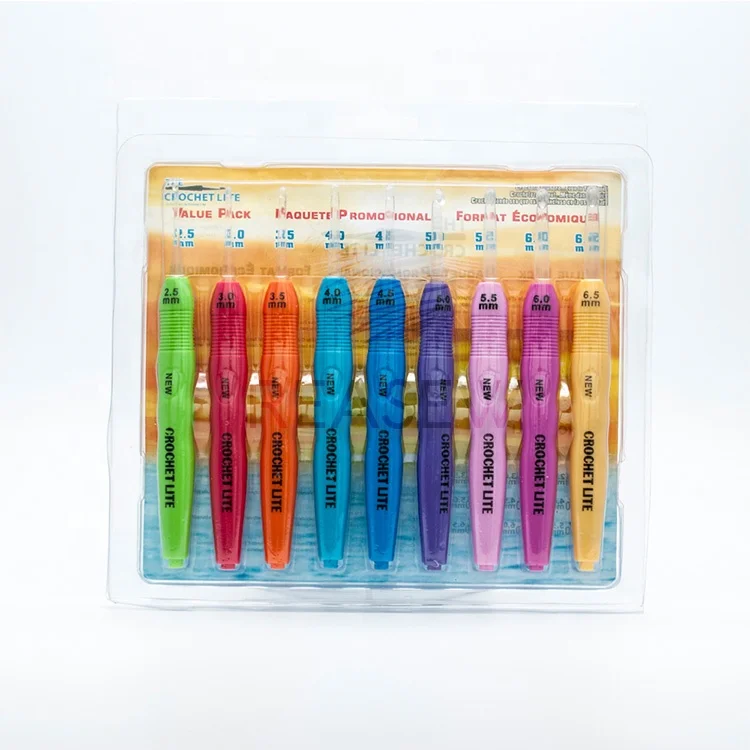 High quality DIY hand crochet set with 9pcs LED lights crochet hook