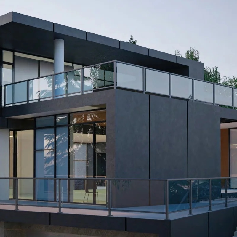 Comfortable new design luxury glass railing designs patio balcony railing square pipe glass balcony railing designs