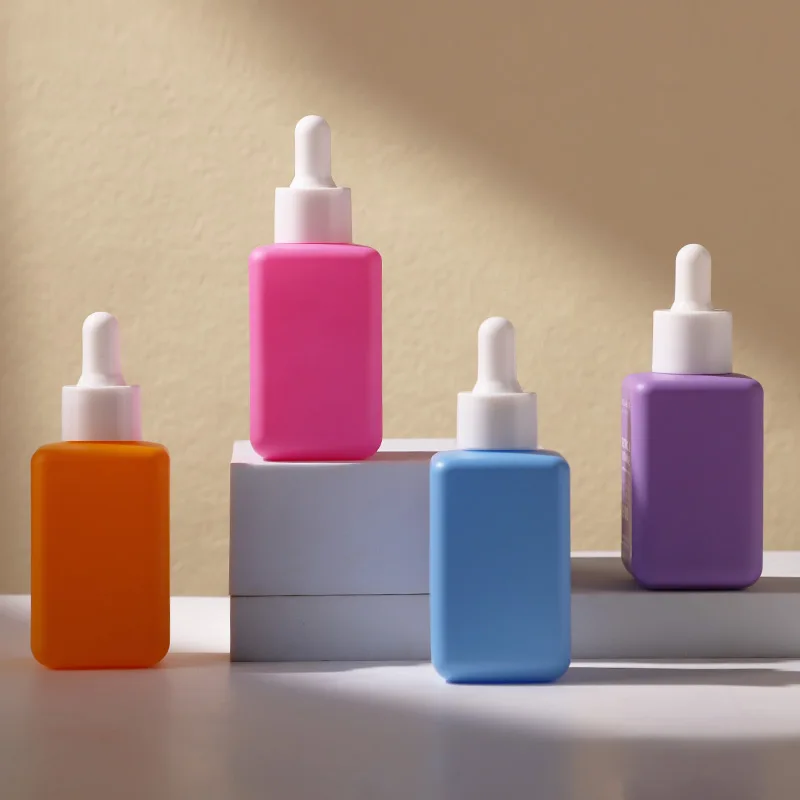Customized 50ml Colored Glass Bottle With Dropper For Essential Oil Perfume Fragrance  Skincare Packaging Square Bottle