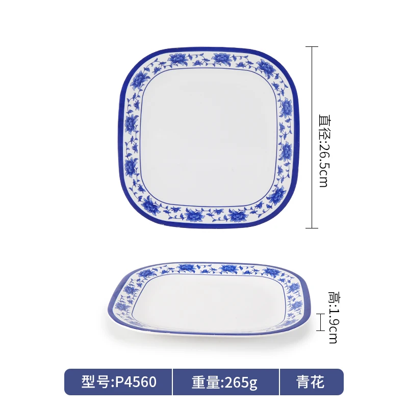 Southeast Asia Best Selling modern unbreakable melamine square plates chinese dishes wholesale