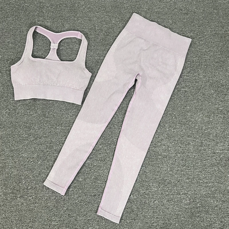 Бесшовный спортивный комплект для женщин, топ без рукавов, спортивный бюстгальтер, леггинсы в рубчик, шорты для йоги и фитнеса, быстросохнущие спортивные комплекты
