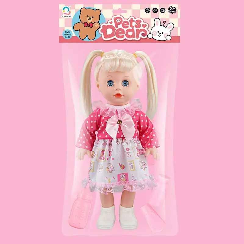 Wholesale Lovely Girl Gift Simulation Drinking Milk Plastic Realistic Bottle Toilet Seat for Doll Collection Golden long haired