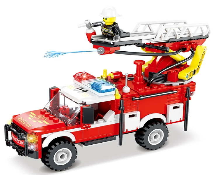 KAZI New hot sell fire fighting truck building block Christmas gift compatible with all Major brands Educational for kids toys