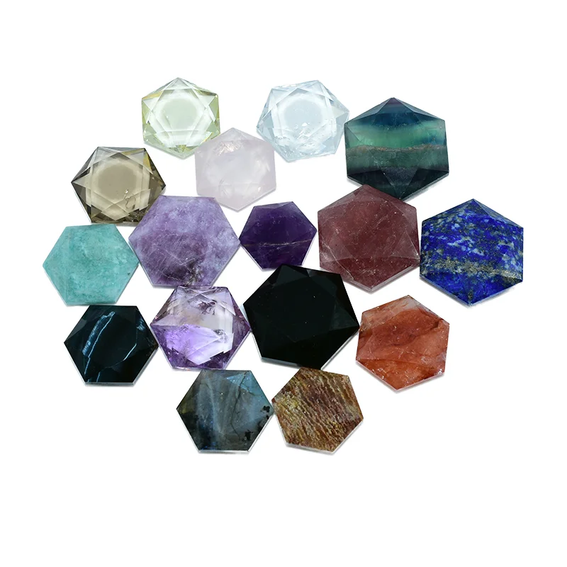 Natural Hexagram Carving Chakra Six-Pointed Amethyst Quartz Hexagon Star Semi-Precious Gemstone for Buddhism Reiki Crystal Stone
