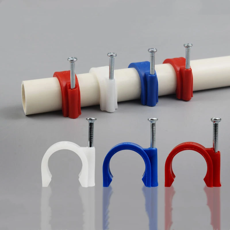 Half Clamp J-Hook with Nail For Pex Tubing Pipe Support Electrical Round  pvc  Cable Terminal Clips With Steel Nail