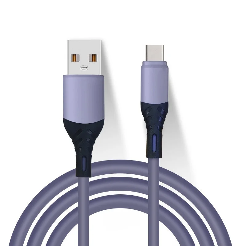 
Liquid soft glue fast usb charging data cable for Apple vivo Huawei glory Xiaomi silicone charging cable customized logo 
