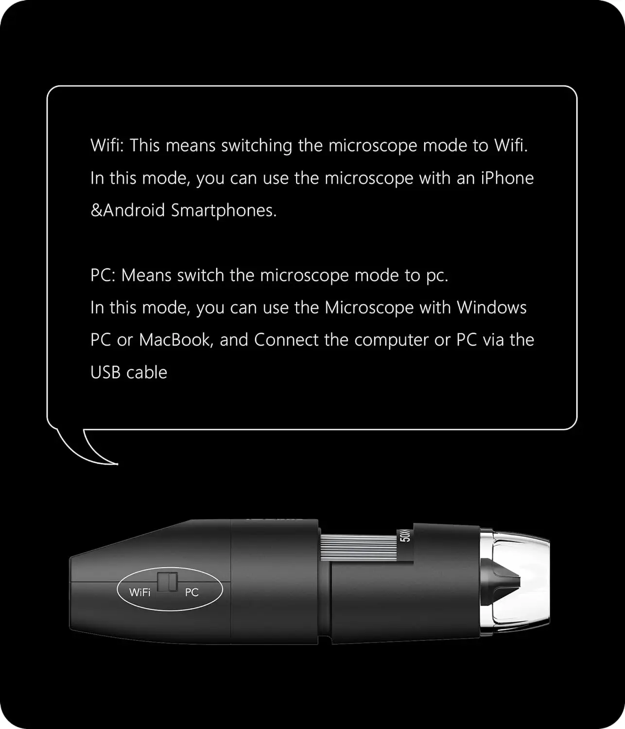 Multi-scene use WIFI portable microscope 50-1000X photography video macro observation manual maintenance play appreciation drawi