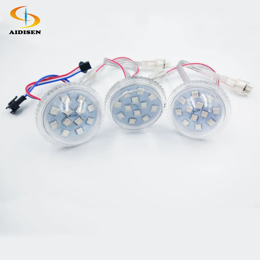 Wholesale 55mm Led Amusement Light DC24V 12led SMD 5050 Cabochon Fairground Lights Addressable UCS2903