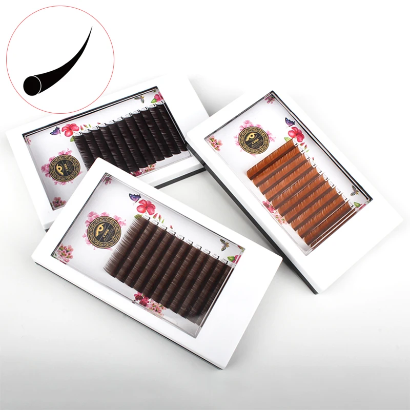 professional color lash extension matte black dark brown lash 3d bulk colored eyelash