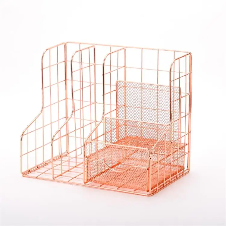 Multifunction Metal Mesh Pen Office Supplies Storage Rack Notebook Holder For Office School Desktop
