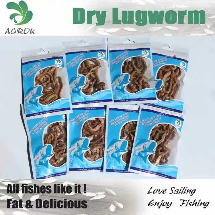 AGROK Wholesale 5g/bag Real Worms Freeze Dried Lugworm Soft Fishing Lure Dry Sandworm Sea Fishing Bait