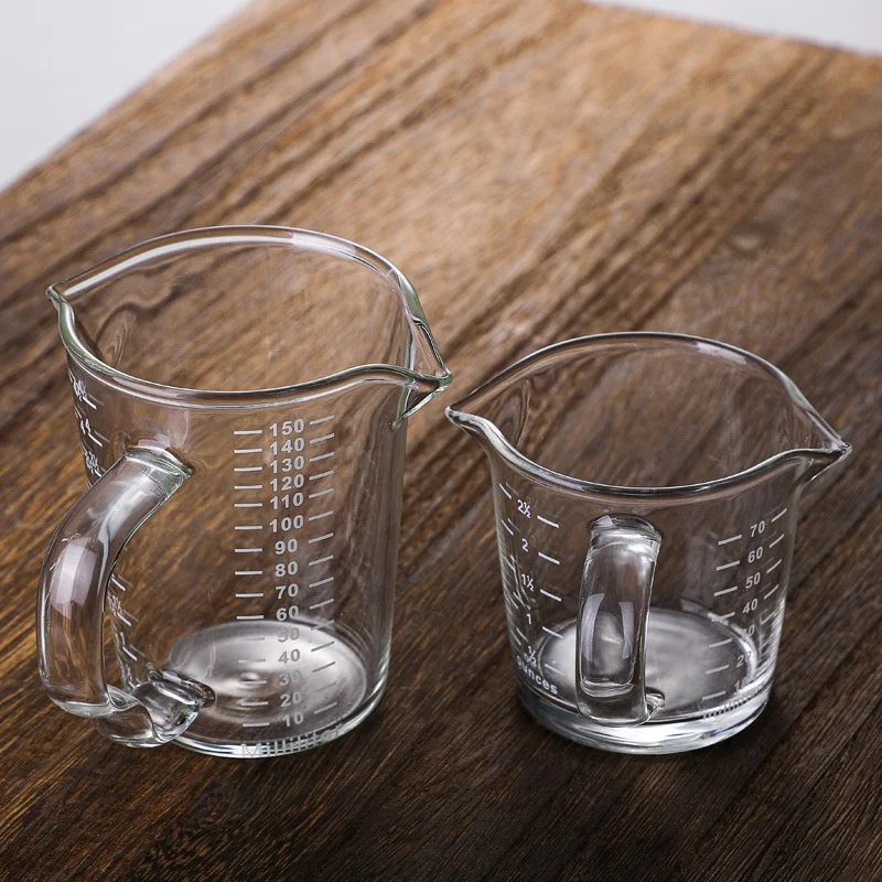 Double Spouts  Espresso Shot Glass Liquid Measuring Cup Milk Triple Pitcher For Coffee