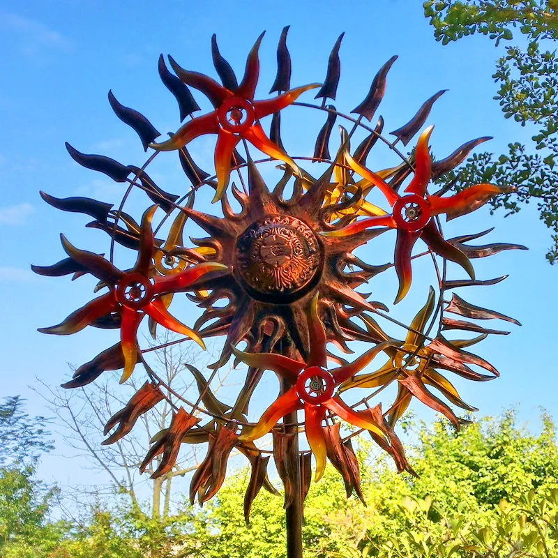outdoor sun decor metal wind spinners for yard and garden wholesale