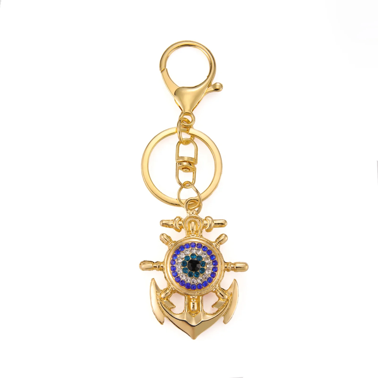 Zircon Ship Rudder Anchor Keychain Fashion Voyage Sailing Key Chain Daily Accessories Alloy Jewelry Gift
