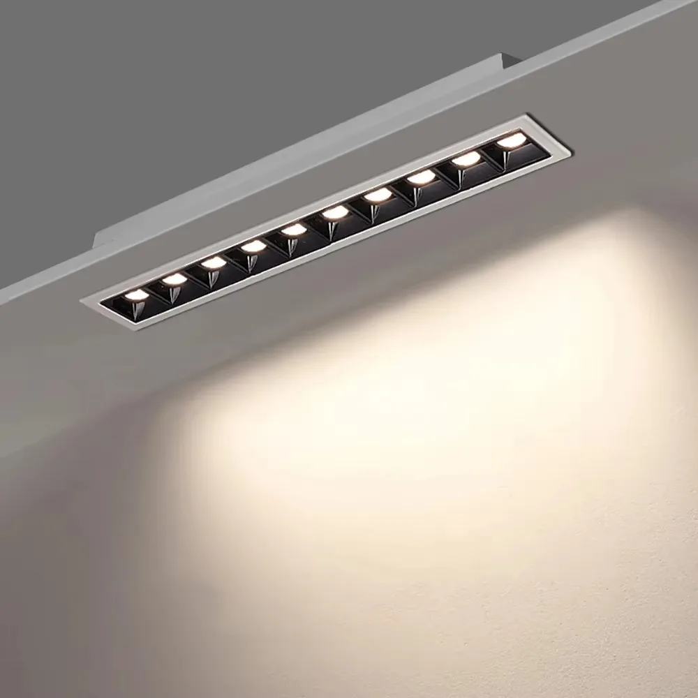 Commercial led linear grille downlight anti-glare wall washer spotlight 3w 10w 12w 15w office linear led spotlight