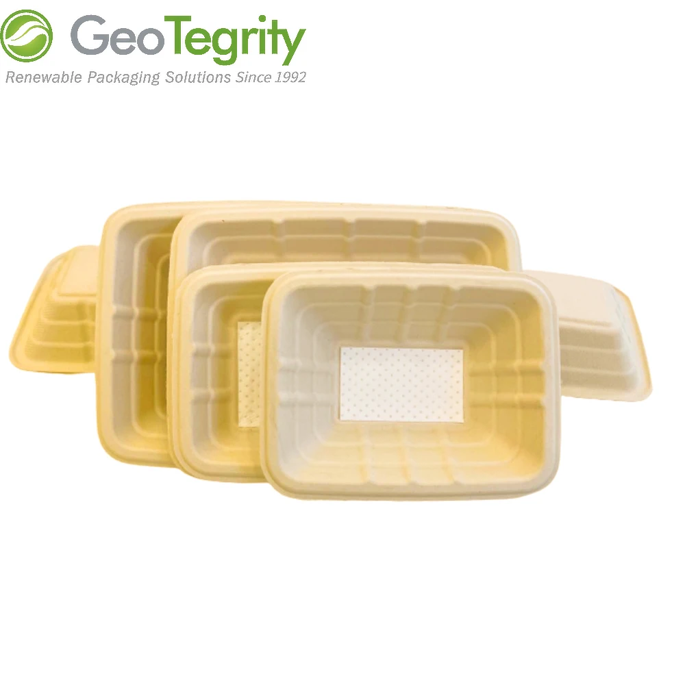 Customized Biodegradable Sugarcane Pulp Meat Tray Bagasse Meat Tray With Absorbent Pad