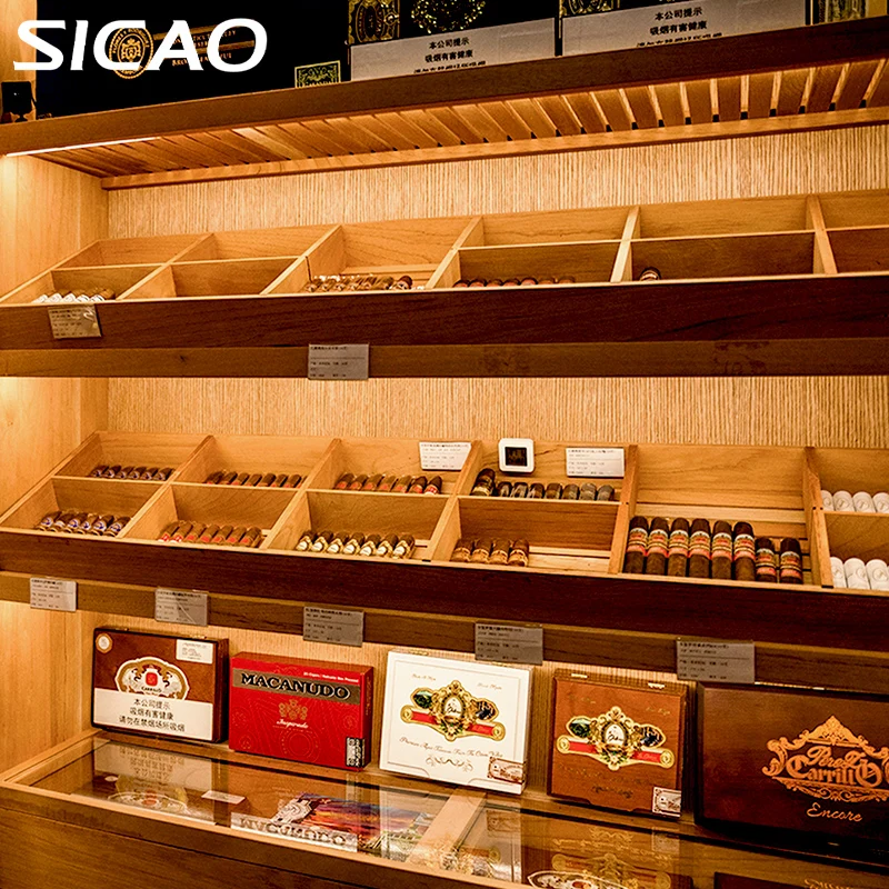 SICAO Custom Luxurious Import Cedar wooden Cigar Room Humidifier Refrigerated Fridge Cigar Cooler Humidor Showcase Abinet