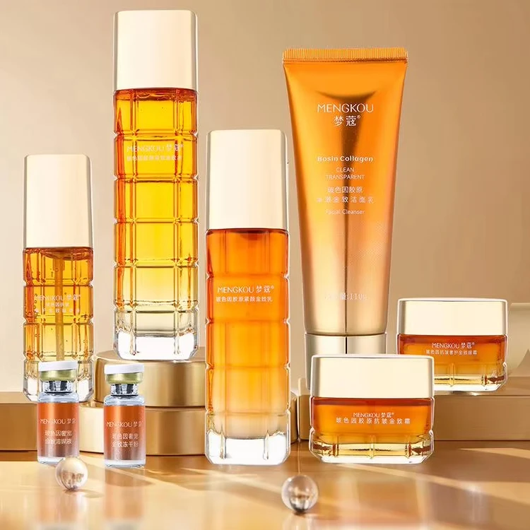 Private Label Custom Logo Skincare Products Anti Aging Firming Gold Whitening Collagen Skin Care Set