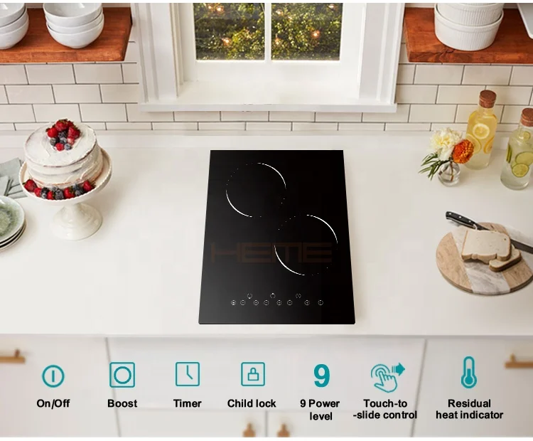 OEM Easy Cooking Black Ceramic Glass Sensor Touch 2 Burners Ceramic Hobs With CE CB Certification