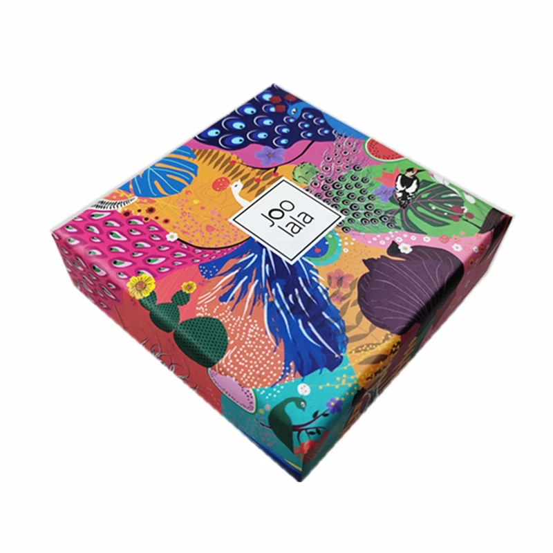 Square CMYK 4 Colors Printed Handmade Custom Logo Art Paper Jewelry Box For Ring Earring Bracelet Storage