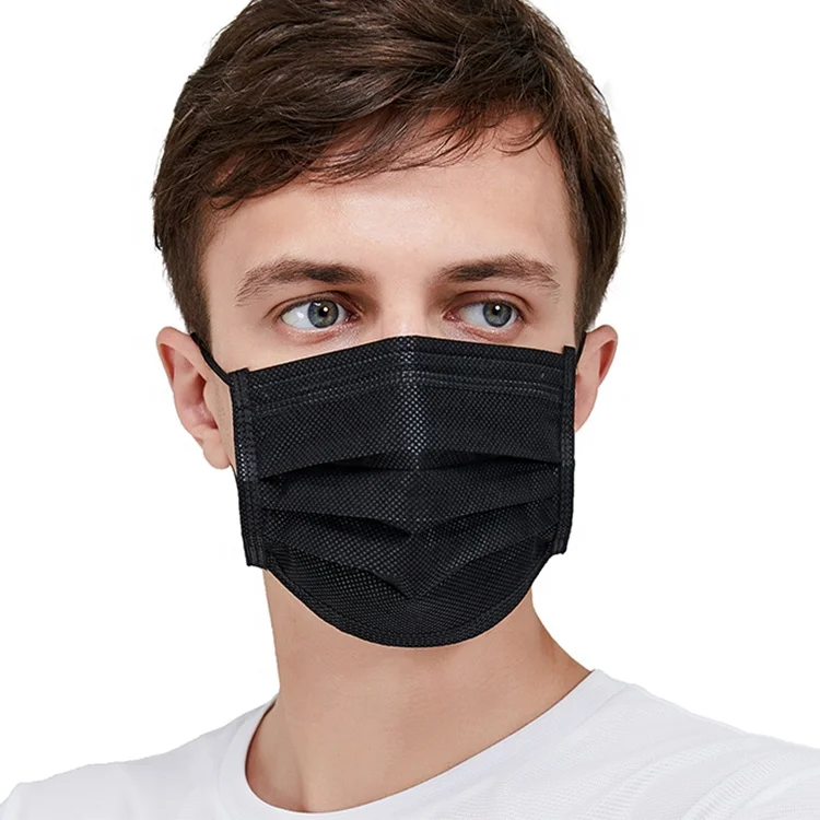 High quality CE certified customized adult mask  3 ply layers fabric black  disposable comfortable  protective medical mask