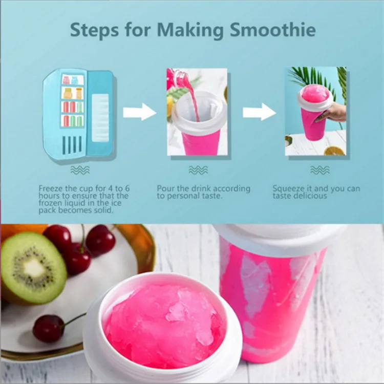 Innovative Hot Selling Smoothie Slushy Maker Cup Silicone Lid Straw Sustainable Ice Cream Tools Ice Smoothies Slushies