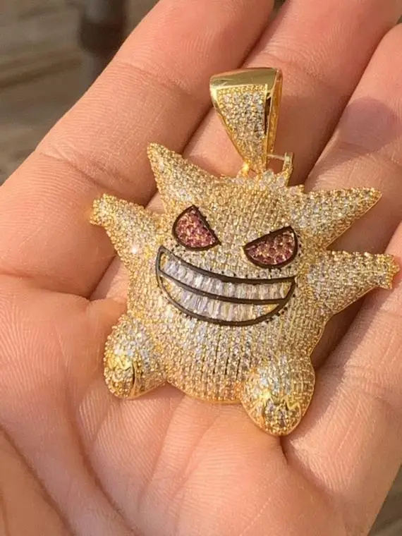 Big Gengar Evil Elf Hip Hop Man Zircon Pendant Iced Out Necklaces for Women Wholesale