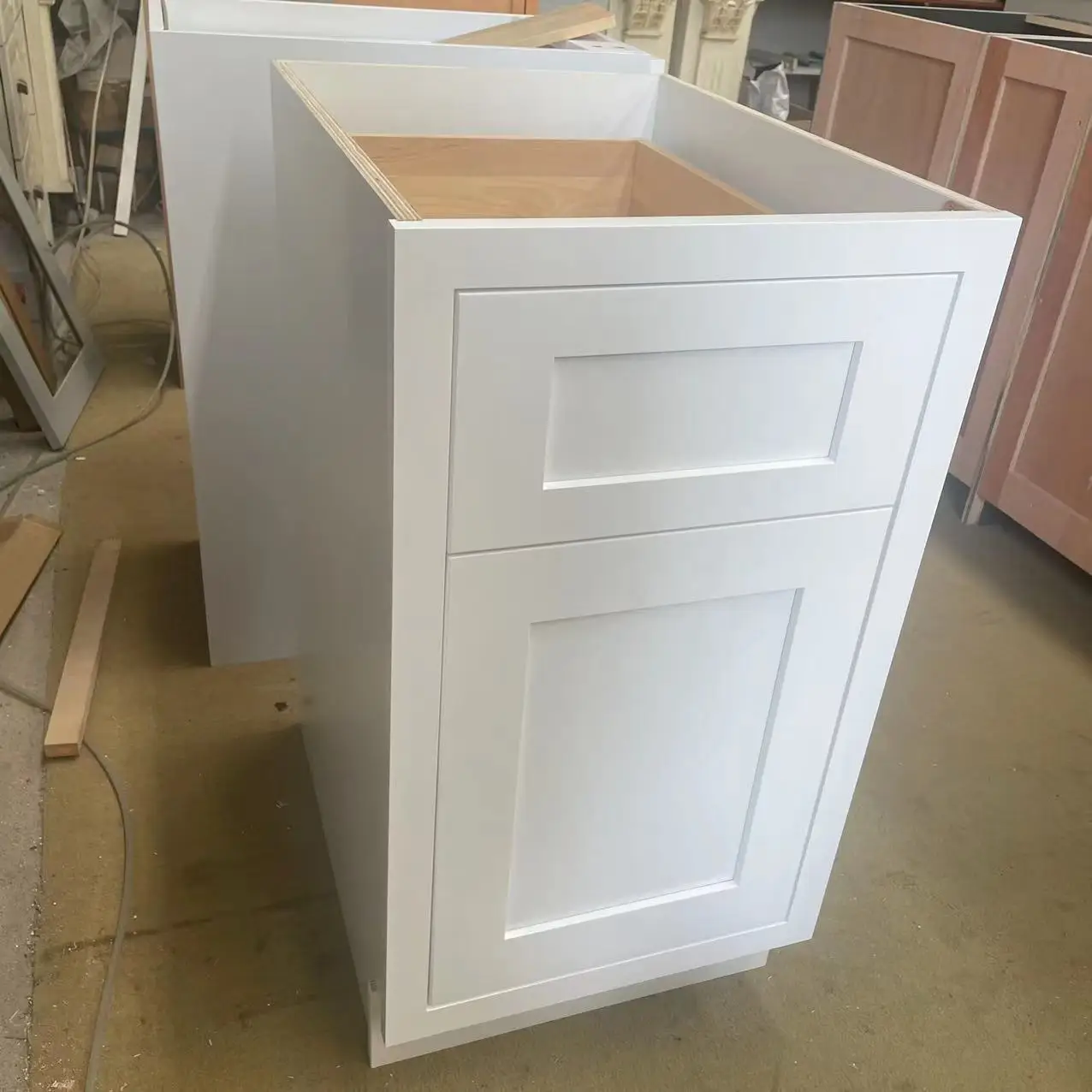 RTA door panel inset frame recessed white shaker soild wood kitchen cabinet