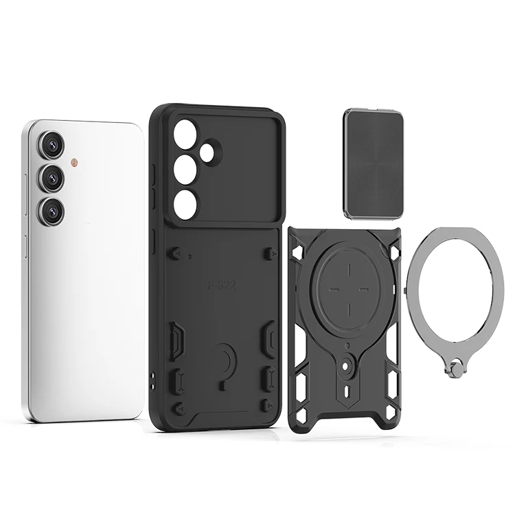 For Samsung Galaxy S25 case fundas para celular camera slide cover mobile phone case with round kickstand