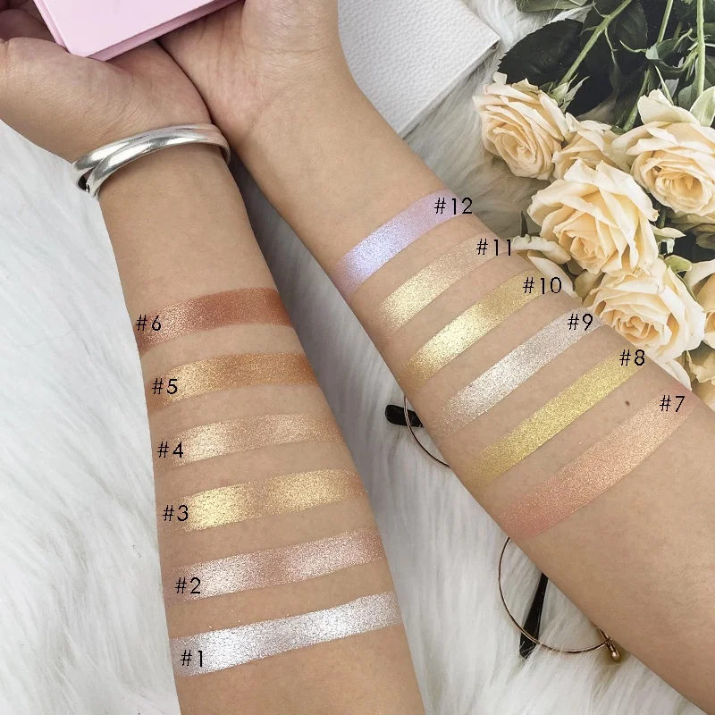 Оптовая продажа, розовая палитра для макияжа, без логотипа, сияющая подсветка для лица, пользовательский хайлайтер