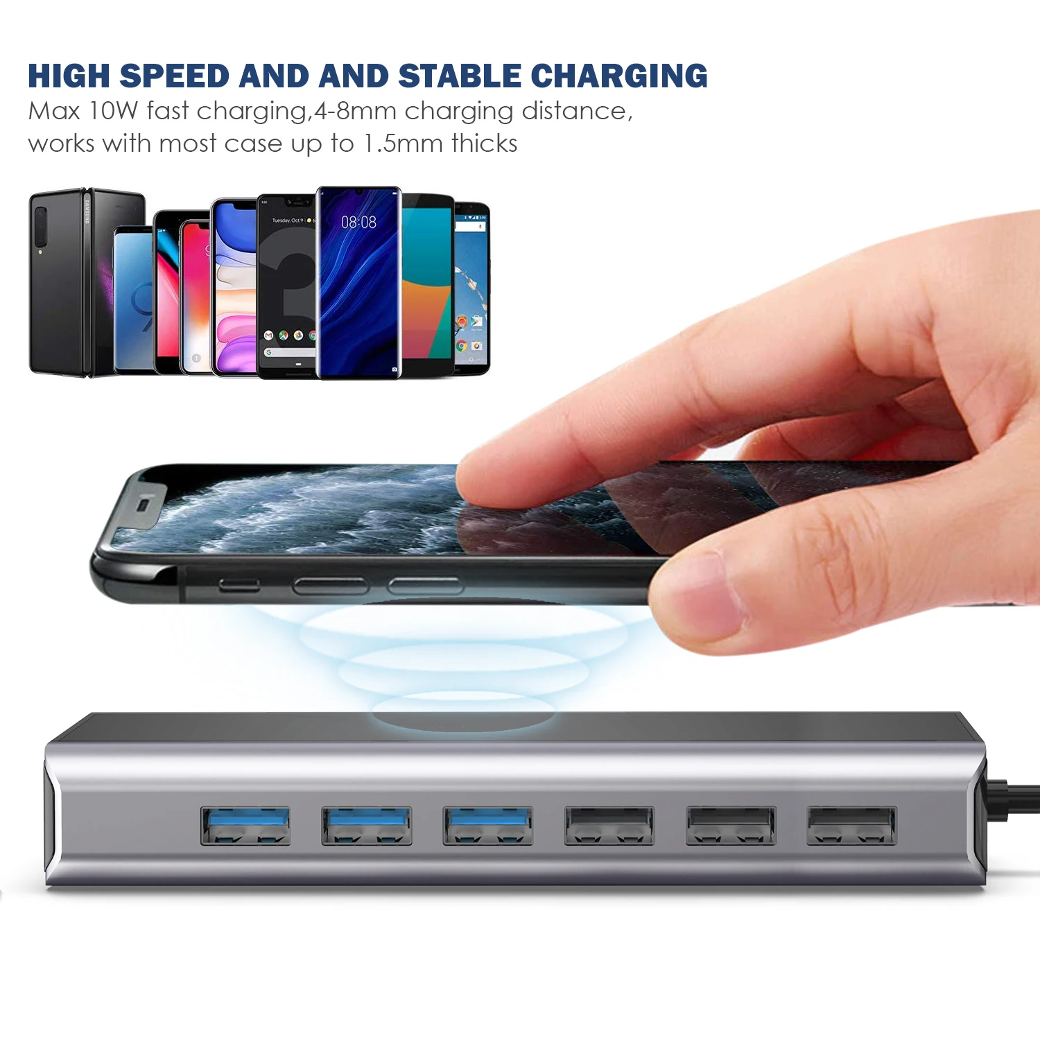  2020 Новинка 15 в 1 док-станция для ноутбука Type C Usb3.0 Беспроводная зарядка USB концентратор адаптер Macbook Pro Surface