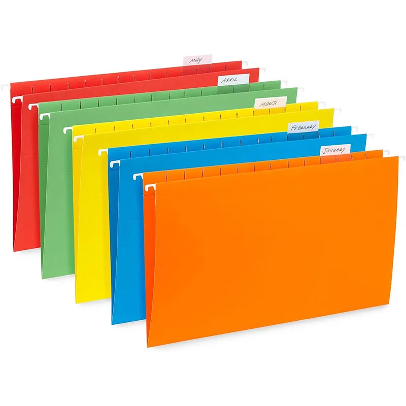Assorted Colors Reinforced Hang Folders Legal Size Hanging File Folder for Color Coded File Organization