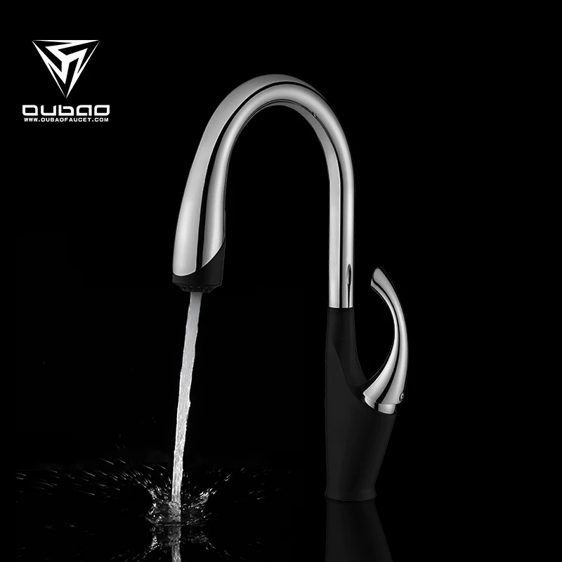 Хромированный и черный гибкий шланг для горячей и холодной воды для кухонного смесителя с выдвижным носиком