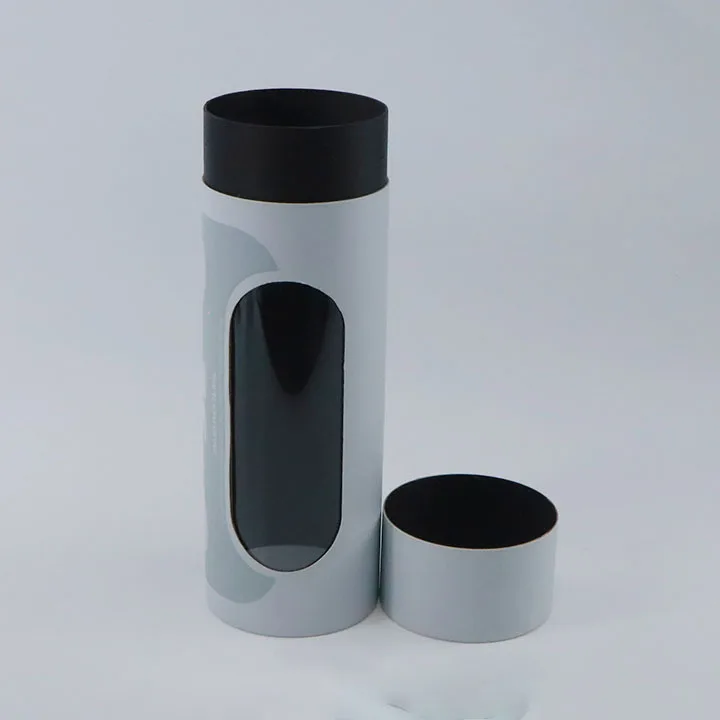 Custom Cardboard  Food Grade Round Kraft Paper Tube Box Cylinder T-shirt Paper Tube Packaging With PVC Window