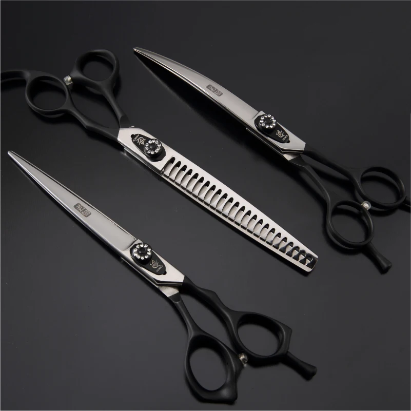 Dog Scissors Set Straight&Thinning&Curved Pet Grooming Scissors Kits Bichon Teddy Bomei Dog Grooming Shears Set Tool Set