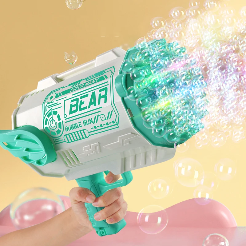 Kids Outdoor Multi-color Toys Dazzle Light Bubble Gun 80/112 Holes Super Multi-bubble Hand-held Soapy Water Bubble Machine Toys