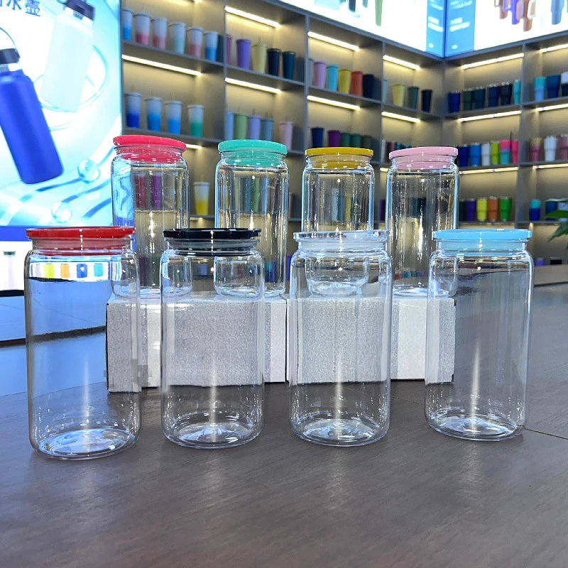 Hot sale Reusable 16oz Plastic Drinking Can for Kids Mason Jars PP Acrylic Cup with Bamboo Lid And Straw for Children