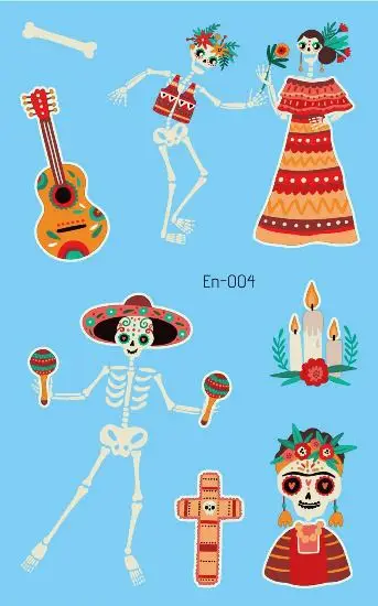 En 001-066 luminous tattoo sticker long lasting tattoo sticker glow in the dark Christmas cartoon santa claus tattoo