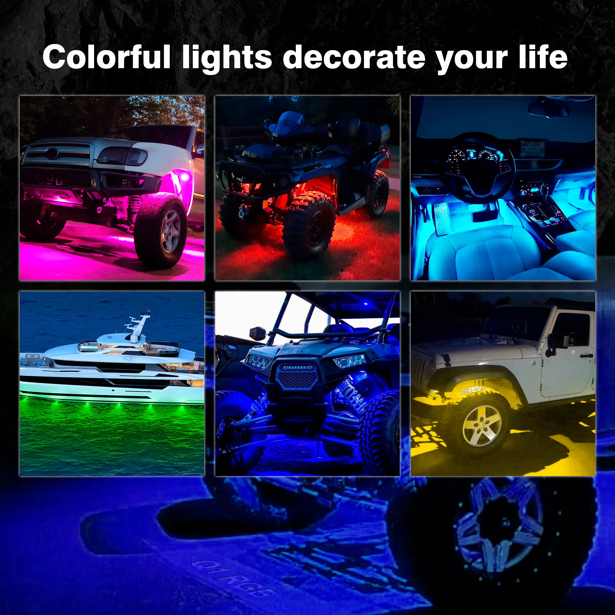 MICTUNING Q1 RGB светодио дный рок-свет-4 стручки многоцветные светящиеся неоновые огни приложение дистанционное управление для SUV ATV SUV пикап offraod