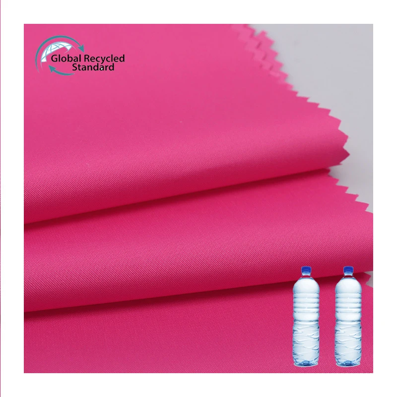 china factory  polyester recycled and eco-friendly 230t pongee 75D elastic silk 75g rpet fabric for clothing bags