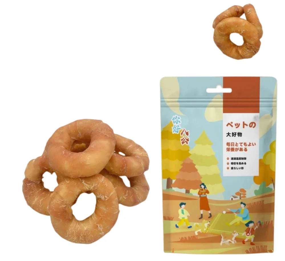 Wholesale pet snacks 21cm chicken with cowhide spiral molar stick teeth grinding dog food bully stick rawhide dog chews