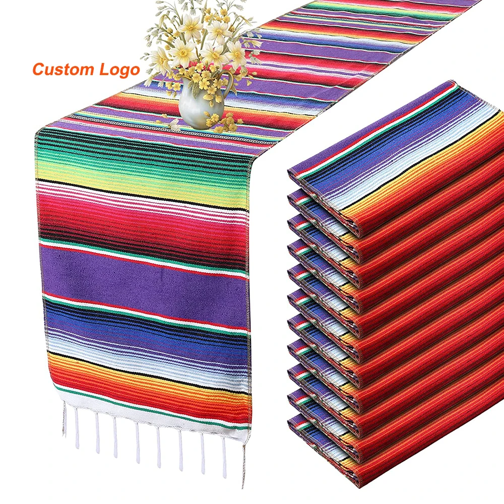 Custom Mexican Table Runner Mexican Serape Blanket Fabric Serape Theme Runners for Fiesta Party Decoration (1600487540717)